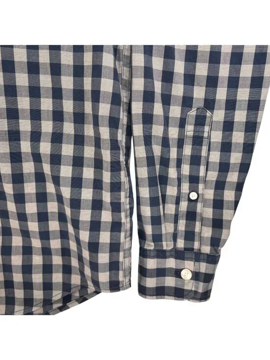 Abercrombie & Fitch Blue White Gingham Shirt Check Button Up Stretch M Mens - Picture 10 of 15